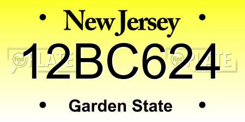 12BC624 New Jersey License Plate