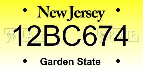 12BC674 New Jersey License Plate