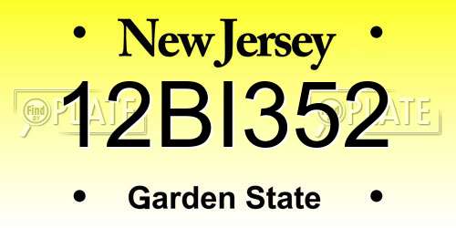 12BI352 New Jersey License Plate