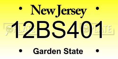 12BS401 New Jersey License Plate