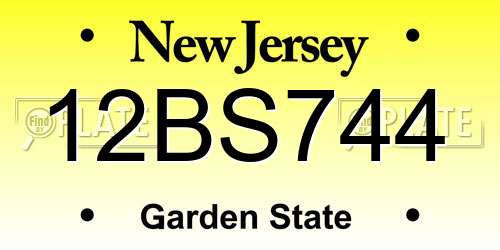 12BS744 New Jersey License Plate