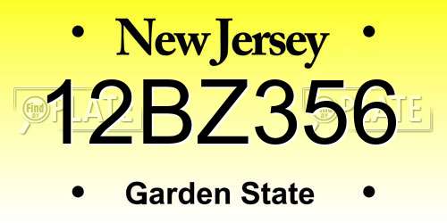 12BZ356 New Jersey License Plate