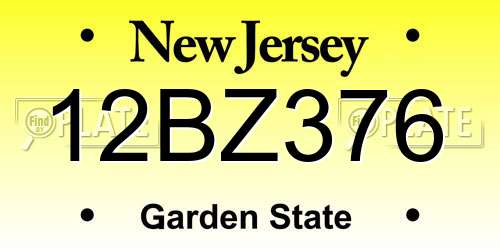 12BZ376 New Jersey License Plate