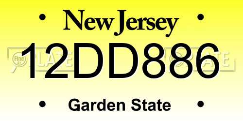 12DD886 New Jersey License Plate