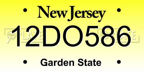 12DO586 New Jersey License Plate