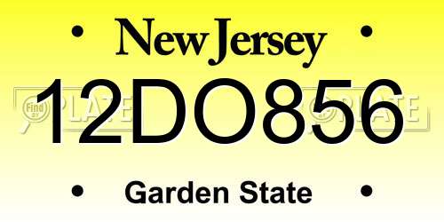 12DO856 New Jersey License Plate