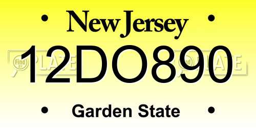 12DO890 New Jersey License Plate