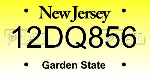 12DQ856 New Jersey License Plate