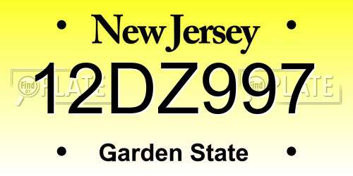 12DZ997 New Jersey License Plate