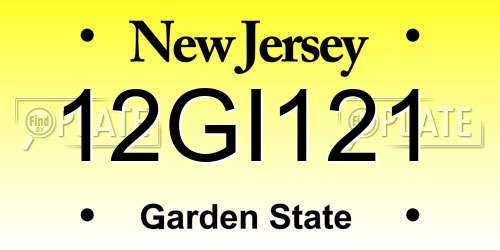 12GI121 New Jersey License Plate