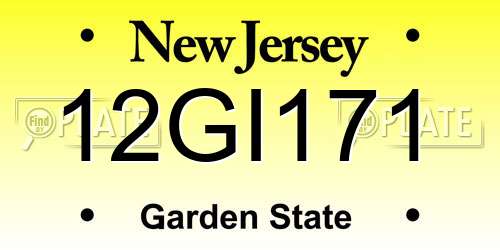 12GI171 New Jersey License Plate