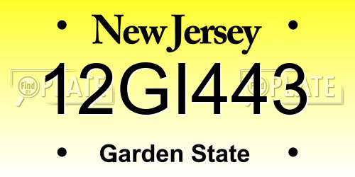 12GI443 New Jersey License Plate