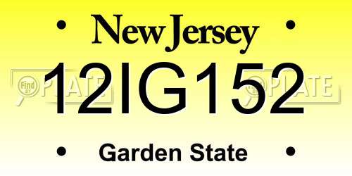 12IG152 New Jersey License Plate
