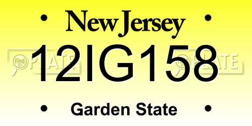 12IG158 New Jersey License Plate