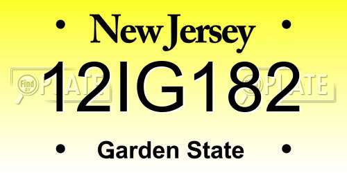 12IG182 New Jersey License Plate