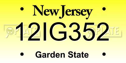 12IG352 New Jersey License Plate