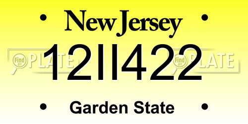 12II422 New Jersey License Plate