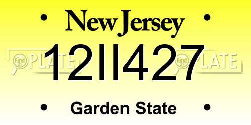 12II427 New Jersey License Plate