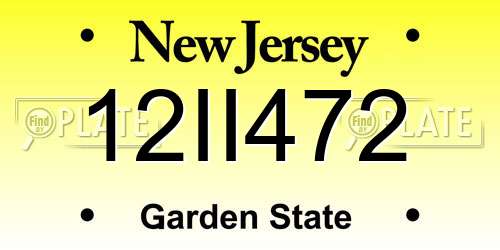 12II472 New Jersey License Plate