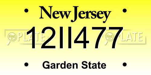 12II477 New Jersey License Plate