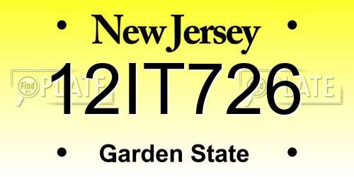 12IT726 New Jersey License Plate