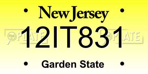 12IT831 New Jersey License Plate