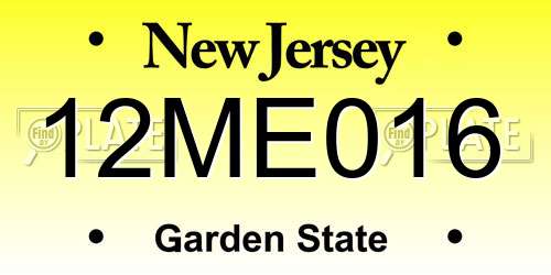 12ME016 New Jersey License Plate