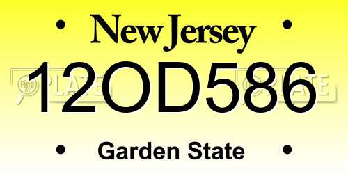 12OD586 New Jersey License Plate
