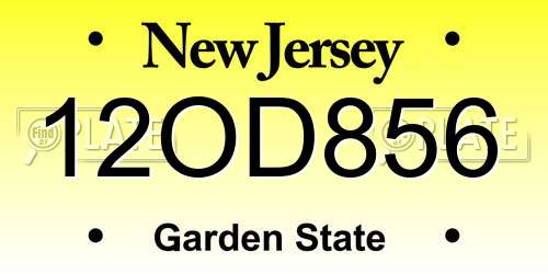 12OD856 New Jersey License Plate