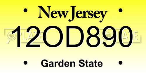 12OD890 New Jersey License Plate