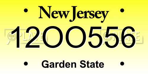 12OO556 New Jersey License Plate