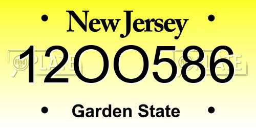 12OO586 New Jersey License Plate