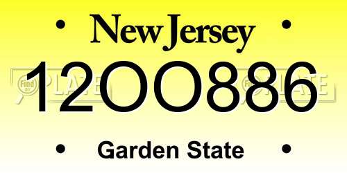 12OO886 New Jersey License Plate