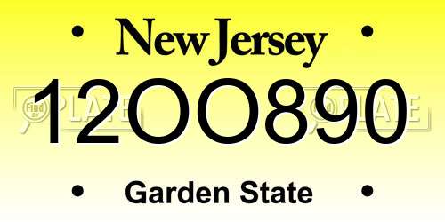 12OO890 New Jersey License Plate