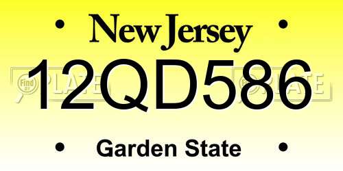 12QD586 New Jersey License Plate