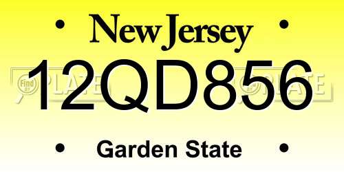 12QD856 New Jersey License Plate