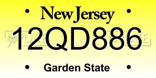 12QD886 New Jersey License Plate