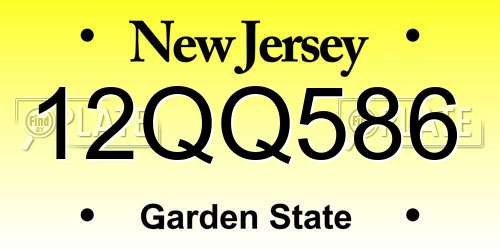 12QQ586 New Jersey License Plate