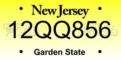 12QQ856 New Jersey License Plate