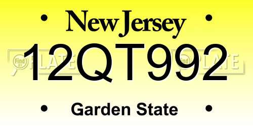 12QT992 New Jersey License Plate