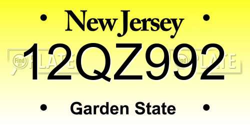 12QZ992 New Jersey License Plate