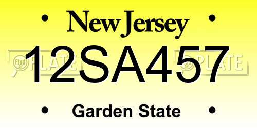 12SA457 New Jersey License Plate
