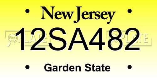 12SA482 New Jersey License Plate