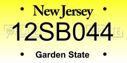 12SB044 New Jersey License Plate