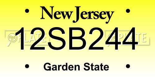 12SB244 New Jersey License Plate