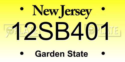 12SB401 New Jersey License Plate