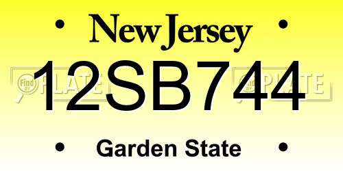12SB744 New Jersey License Plate