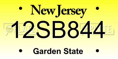 12SB844 New Jersey License Plate