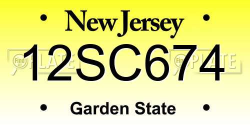 12SC674 New Jersey License Plate