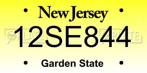 12SE844 New Jersey License Plate